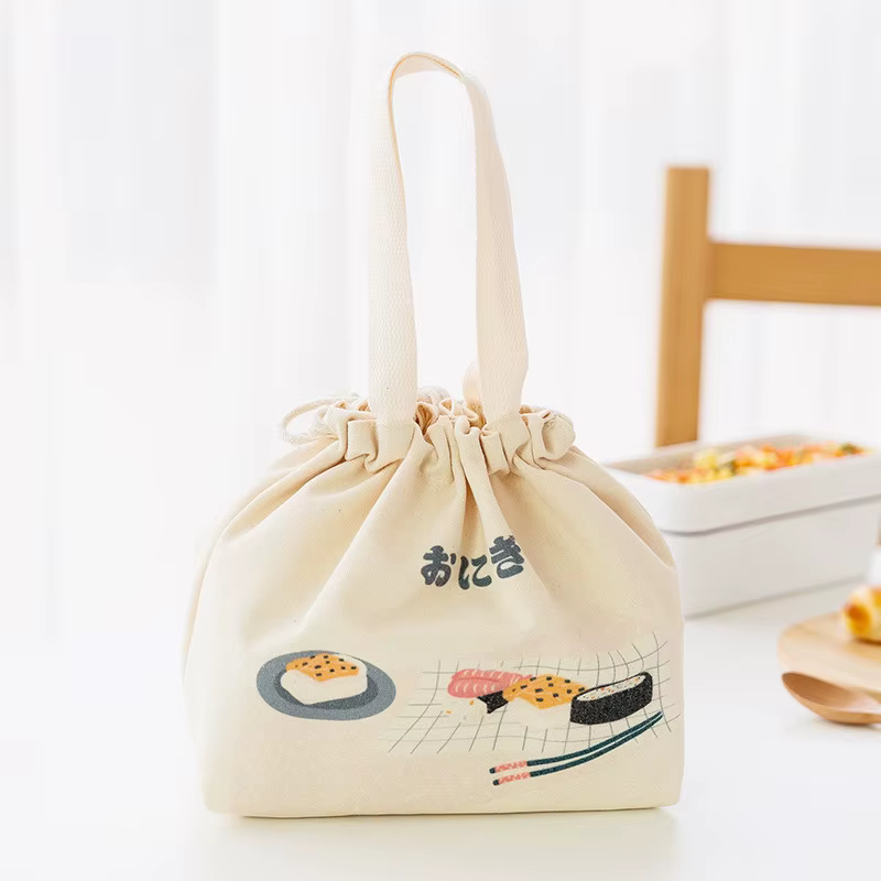 Boîte à lunch en bois pour pique-nique, bento japonais pour écoliers, ensemble de vaisselle avec sac