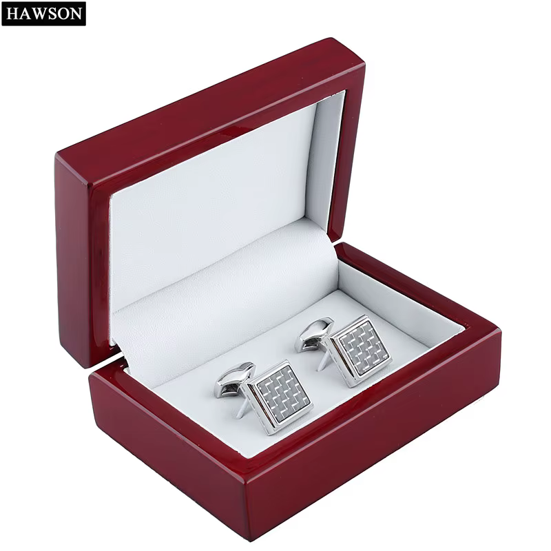 Hawson-Boîte à bijoux en bois deux couleurs, vitrine, boutons de manchette, haute qualité