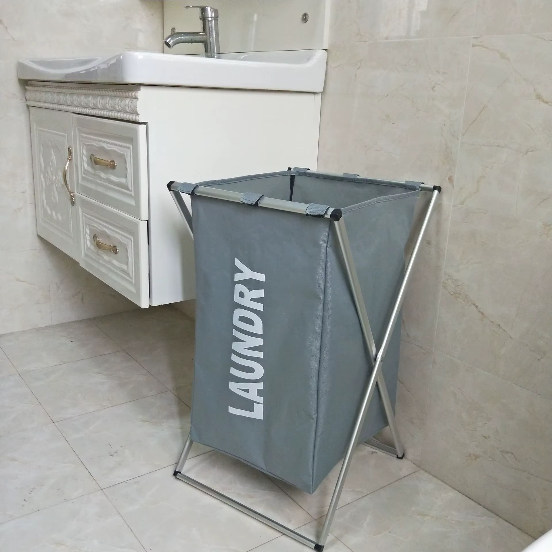 Panier de rangement pour vêtements sales à trois grilles, grand panier à linge pliable, étanche, pou