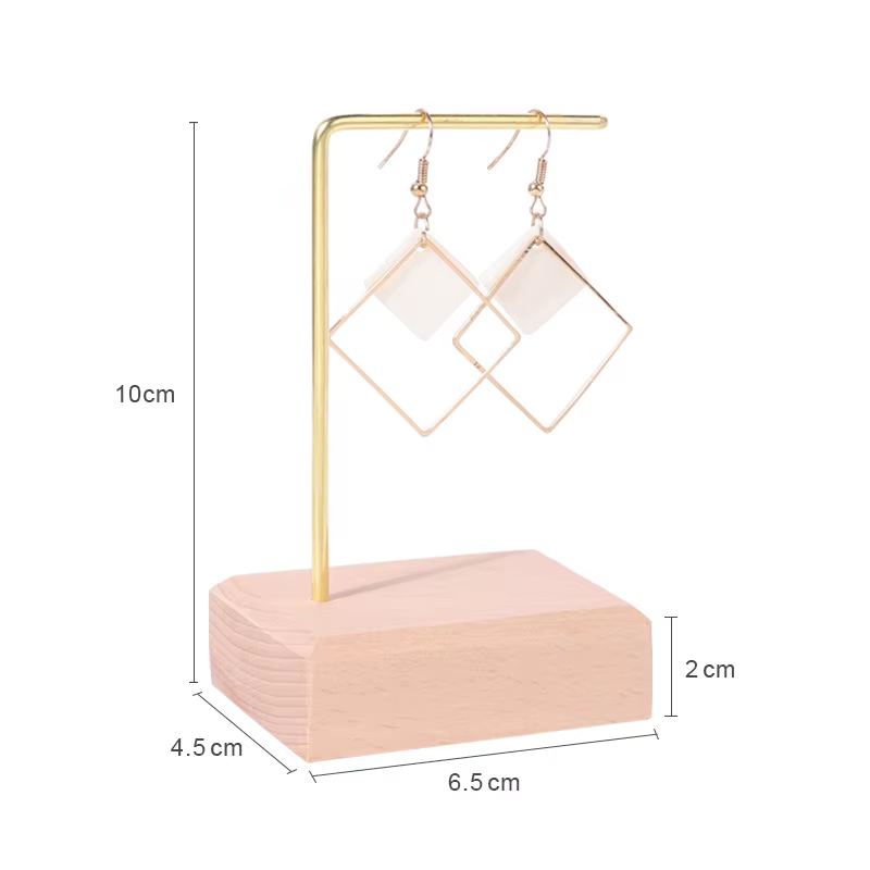 Porte-boucles d'oreilles en bois et métal, support de boucle d'oreille pour porte-bracelet à bijoux,