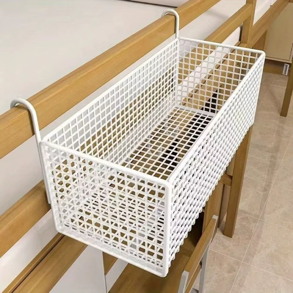 Panier de rangement de chevet en fer, grande capacité, gain de place, panier suspendu en fil métalli