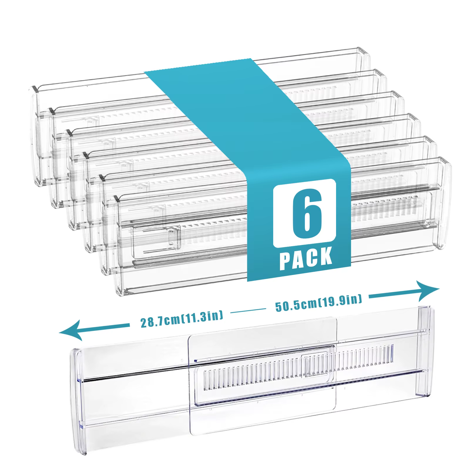 Organisateurs de tiroirs réglables, organisateurs de commode transparents et extensibles pour ranger