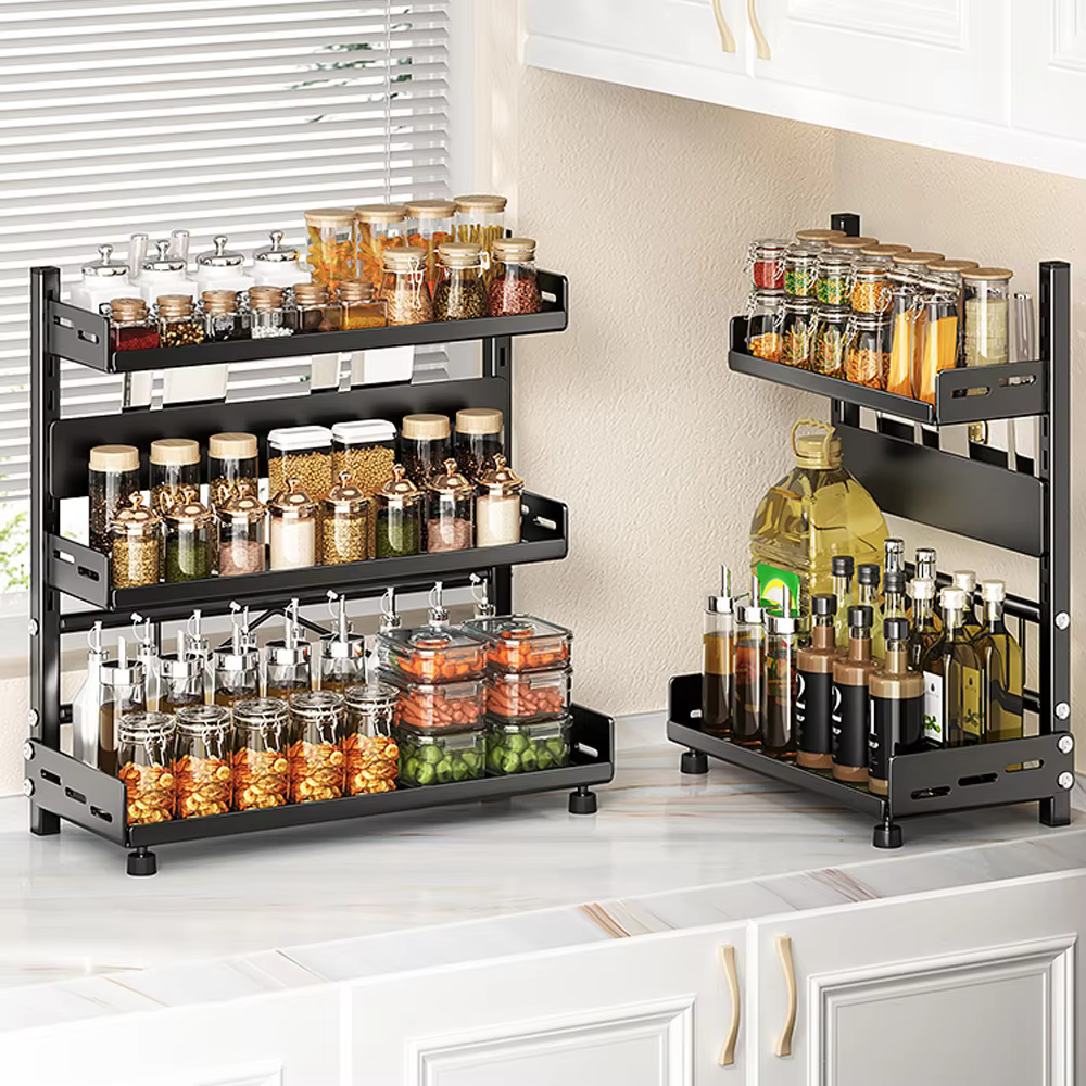 [Stock ue] étagères de cuisine support de rangement de cuisine pot Organization placard assaisonneme