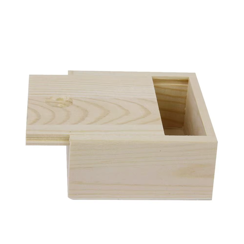 Boîte à bijoux en bois non finie avec couvercle coulissant, boîte de rangement pour cartes et perles