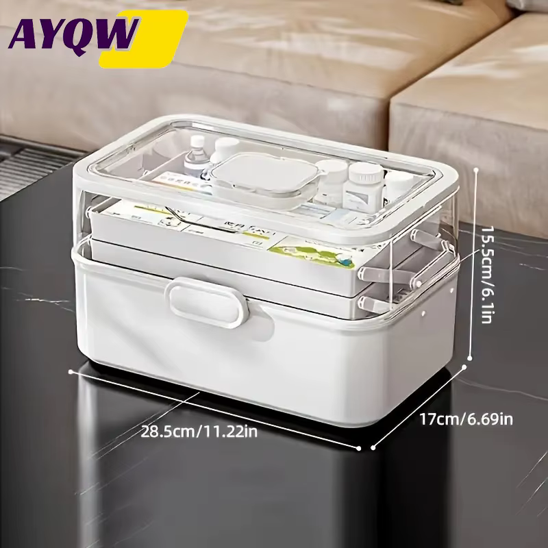 Boîte de rangement pour médicaments à grande capacité avec couvercle transparent - Armoire de rangem