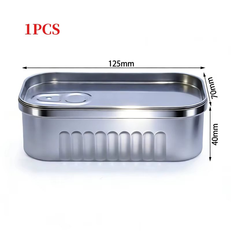 Boîte de rangement portable en métal en forme de boîte de conserve de sardines avec couvercle, pot s