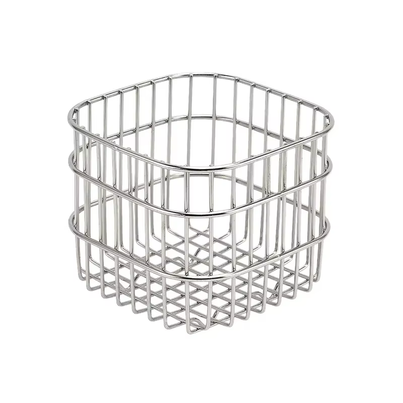 Panier de rangement carré en métal, bac organisateur pour cuisine, cosmétiques, bureau et articles d