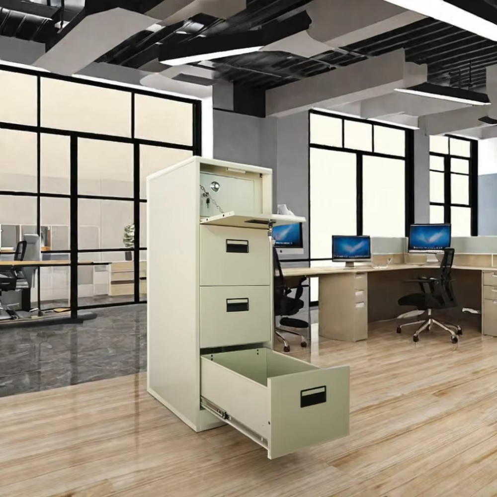 Classeur vertical moderne en métal à 4 tiroirs, mobilier de bureau à 4 couches avec serrure à clé po