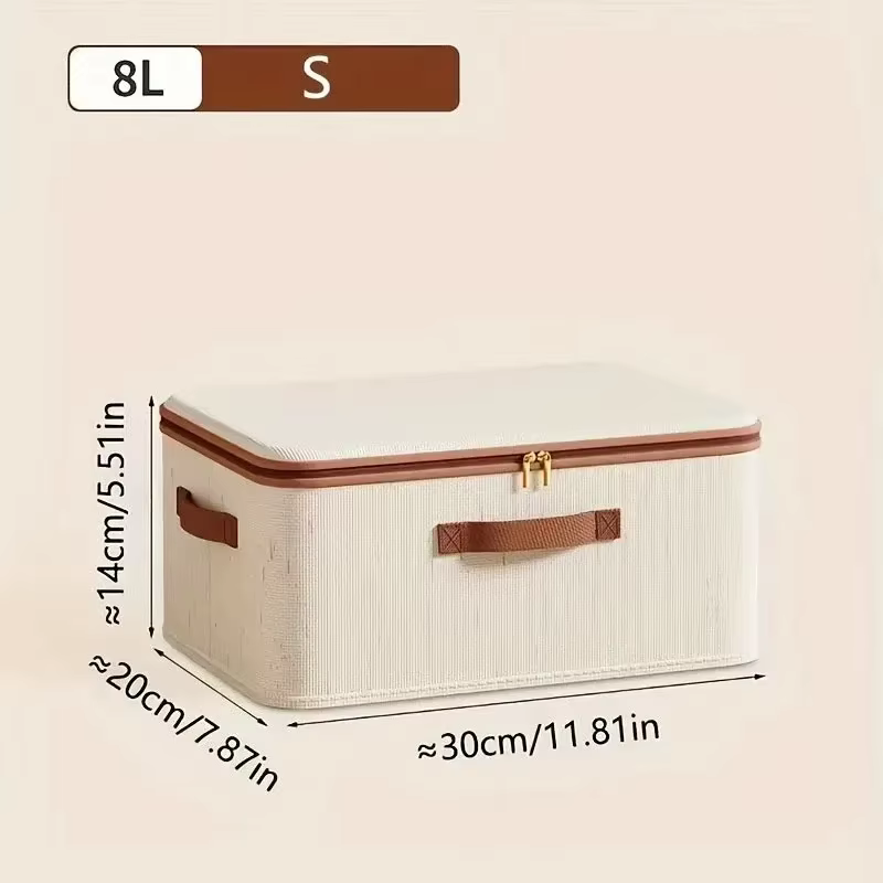Grande boîte de rangement pour la maison, boîte de rangement robuste en coton et lin avec fermeture 