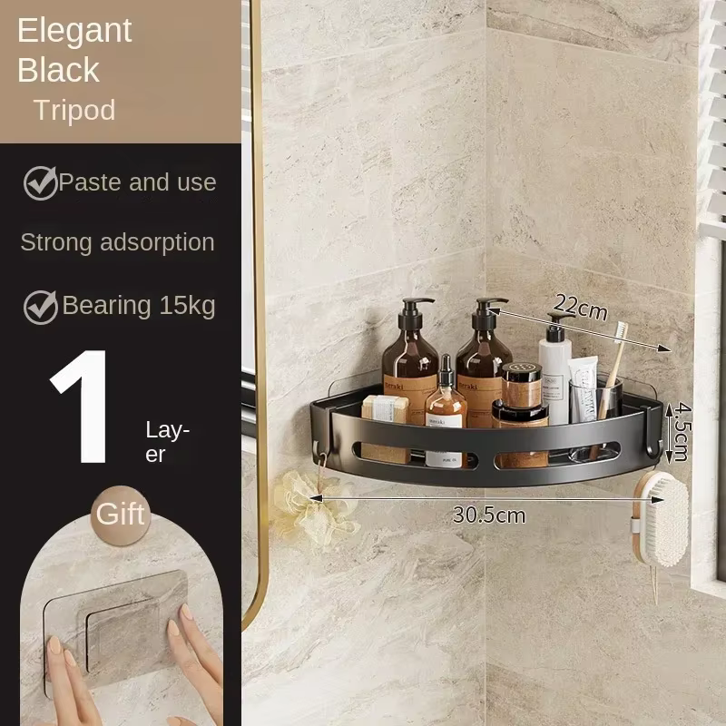 Nouvelle étagère de salle de bain murale sans perçage pour rangement de maquillage, shampoing et acc