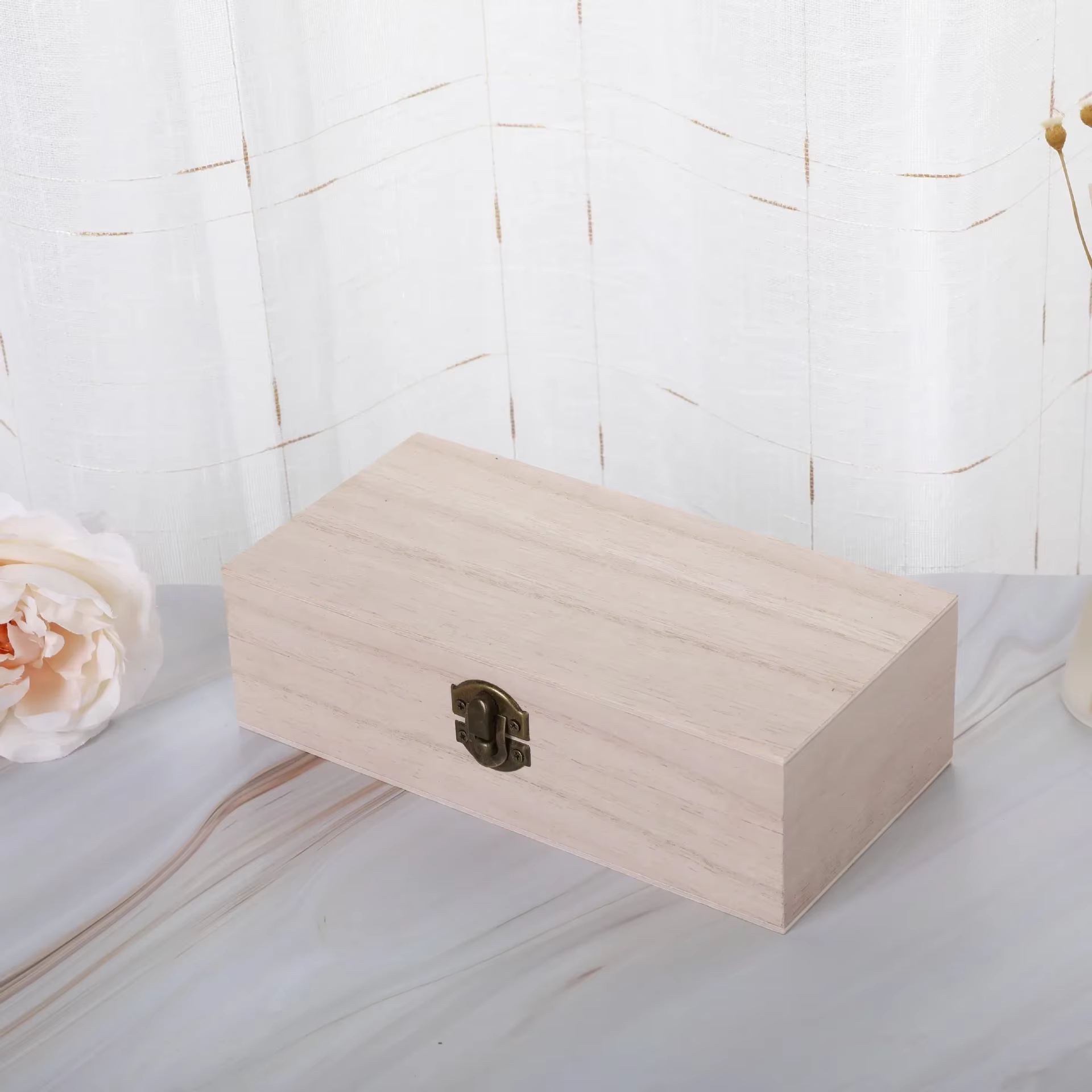 Boîte cadeau et rangement rectangulaire créative en bois massif, rouleau de boeuf, emballage en bois