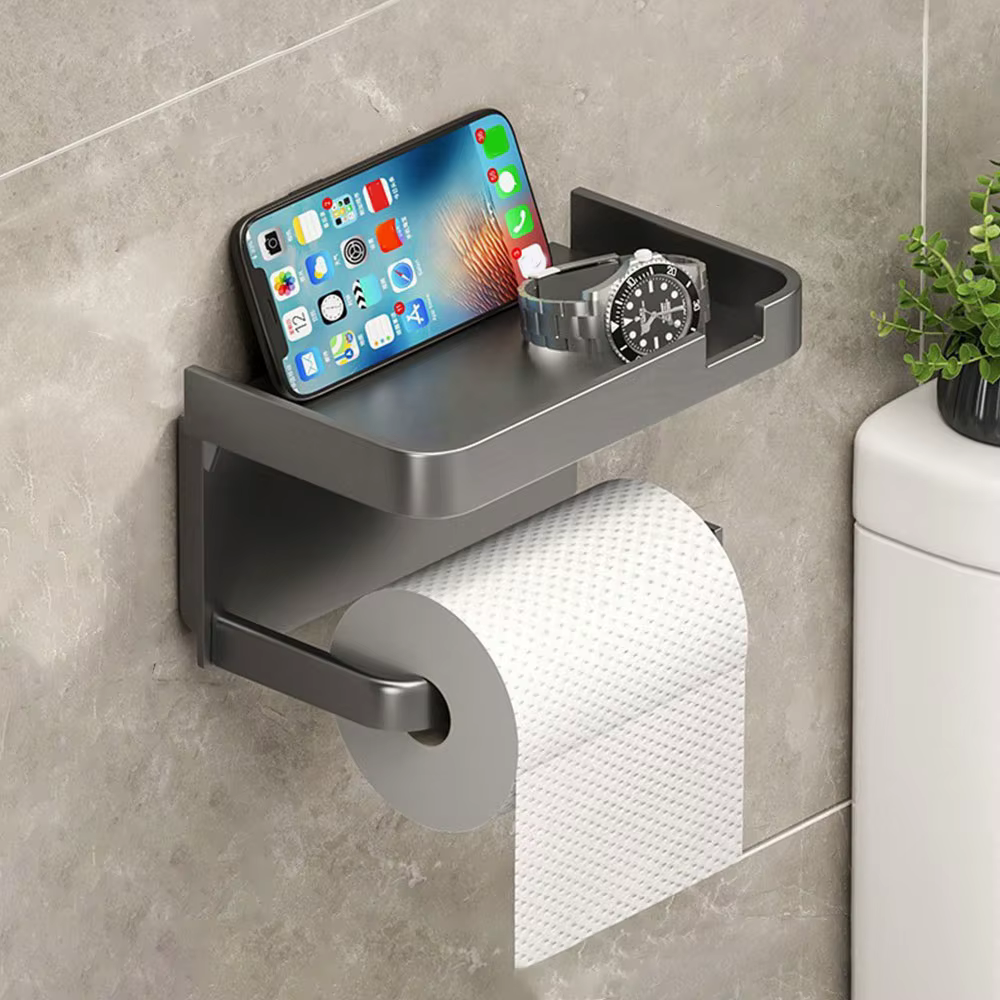 Support de papier toilette mural en plastique sans perçage, étagère de rangement pour serviettes de 