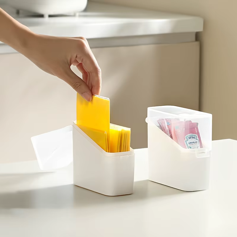 Boîte de rangement à couvercle transparent incliné de style japonais |   Organisateur de stockage de
