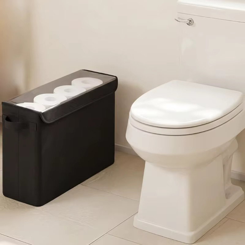Boîte rangement papier toilette, boîte rangement compacte pour papier toilette, panier avec couvercl