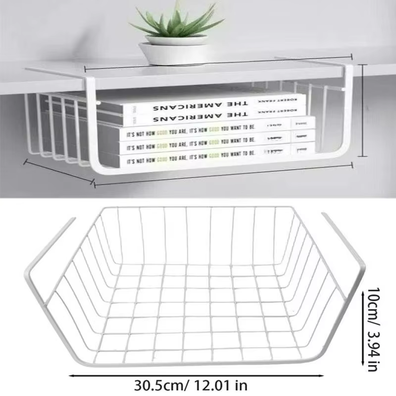 Panier de rangement sous étagère multifonctionnel en fer pour la maison, panier suspendu en maille p