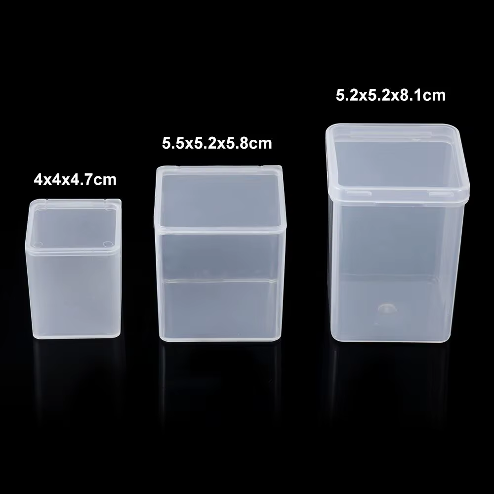 3TANSmall-Boîte de rangement carrée transparente en plastique, conteneur pour petits objets, matérie