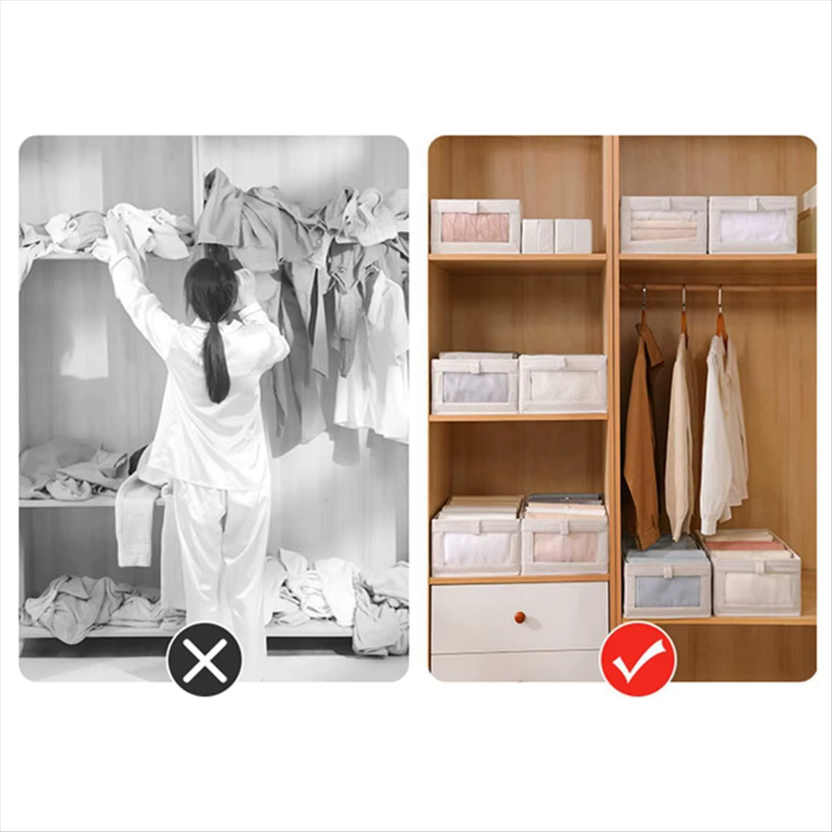 [CLOS] Paquet de 4 bacs de rangement, conteneurs de rangement pour organiser les vêtements, jeans, p
