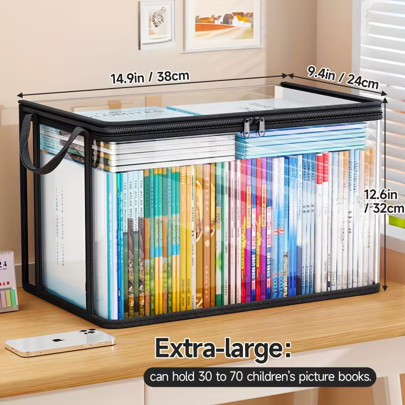 Sac de rangement en PVC avec couvercle rabattable et fenêtre de visualisation – Organisateur rectang