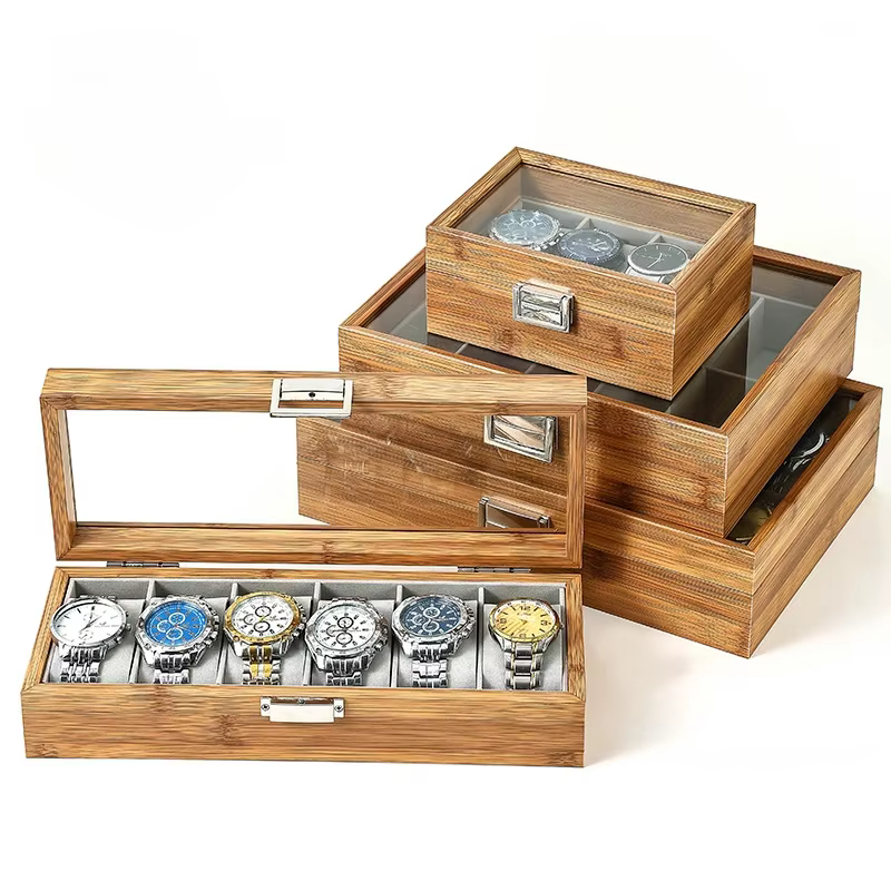 Boîte de rangement pour montres en bois, boîte à bracelets en bambou et bois, boîte cadeau pour mont