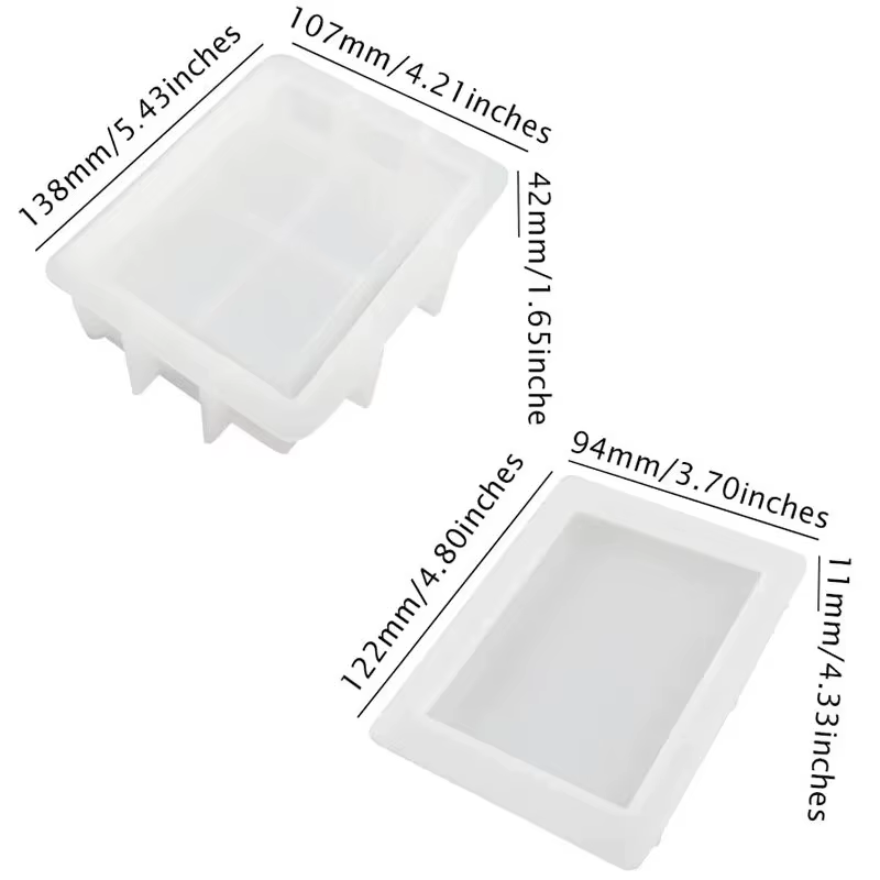 Moule de boîte de rangement en forme de livre, pot de rangement en cristal avec couvercle, silicone,