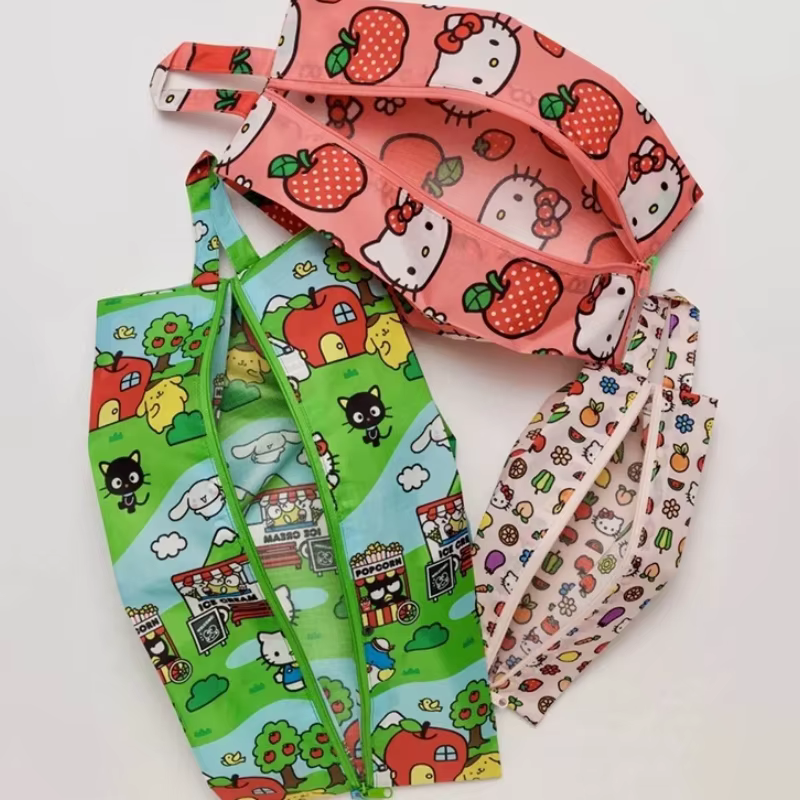 Lot de 3 sacs de rangement Kawaii Hello Kitty, mignons sacs de rangement portables pour chaussures, 