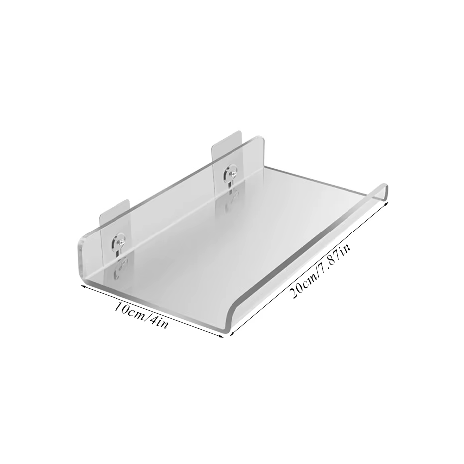 Étagère flottante en acrylique transparent, étagère de rangement auto-adhésive pour décoration mural