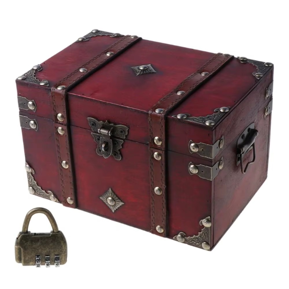 Boîte d'accessoires vintage créative avec serrure à documents en bronze, style européen rétro, conce