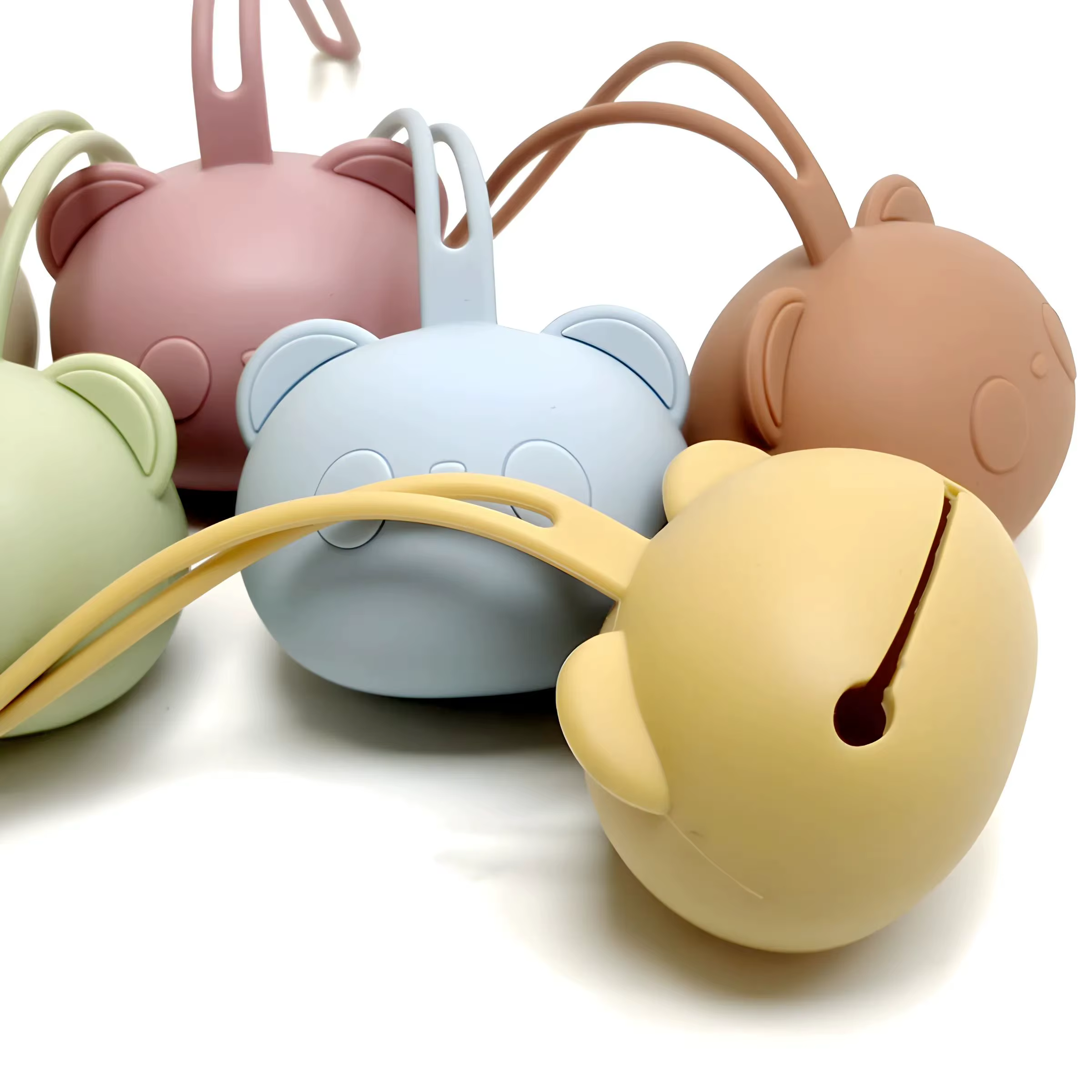 Sac de sucette ours, sac de rangement de poussière en Silicone pour sucette de bébé, sac de chaîne d