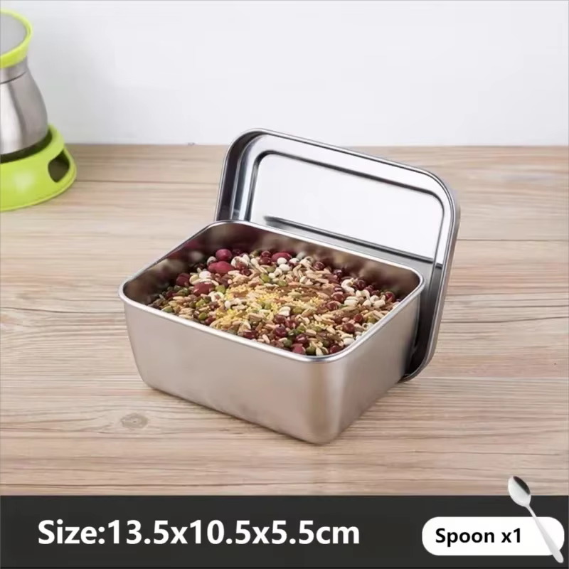 Boîte d'assaisonnement en acier inoxydable avec couvercle, épices, sel, boîtes à sucre, récipient de