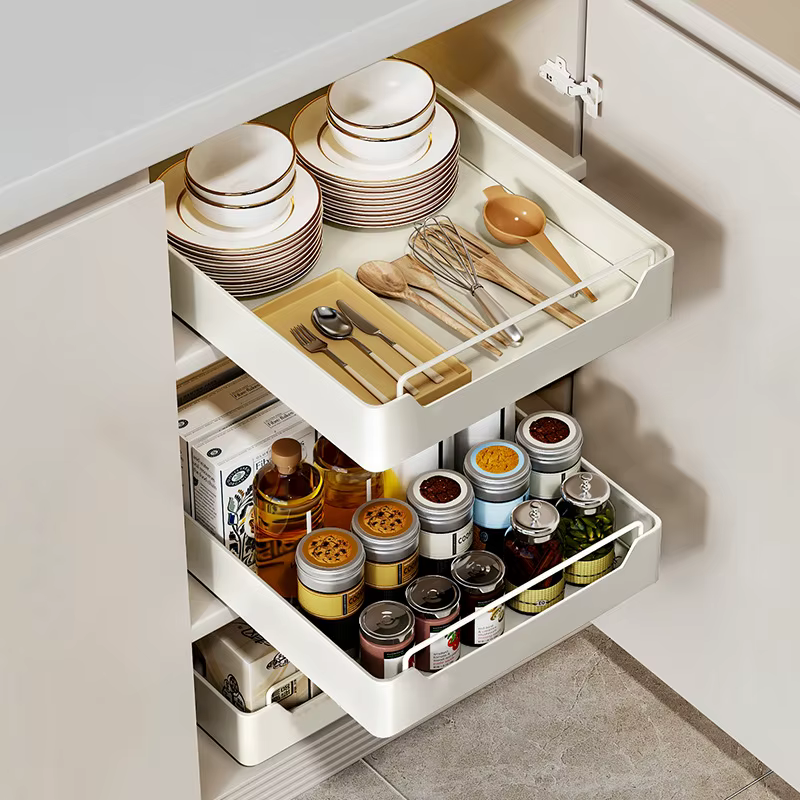 Boîte de rangement de cuisine avec Rail coulissant, armoire extractible, étagère de rangement pour é
