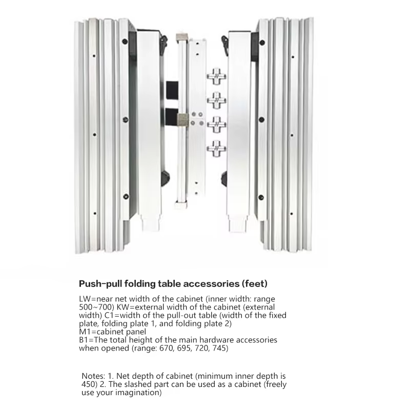 Rail coulissant télescopique pliable caché avec jambes, Push-Pull pour Table à manger, armoire de bu