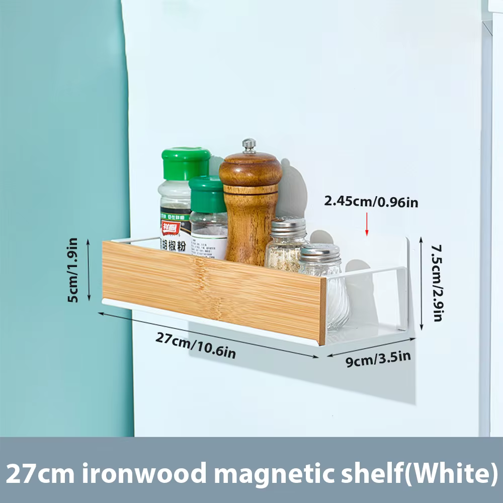 Étagère magnétique pour réfrigérateur, support de rangement pour épices, en fer noir, gain de place 