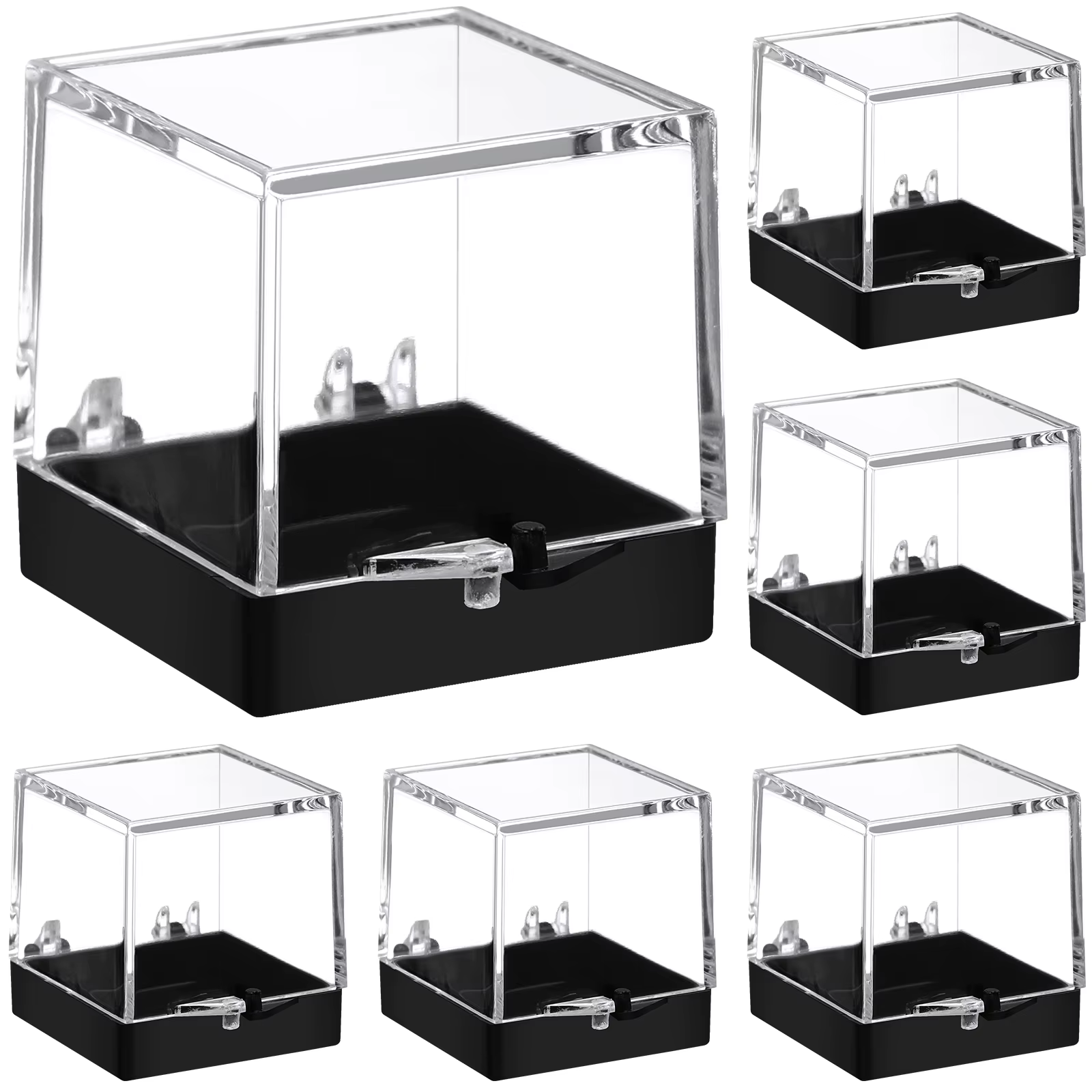 Boîte de Rangement Carrée Transparente pour Collection d'Échantillons de Nappe, Présentoir de Pierre