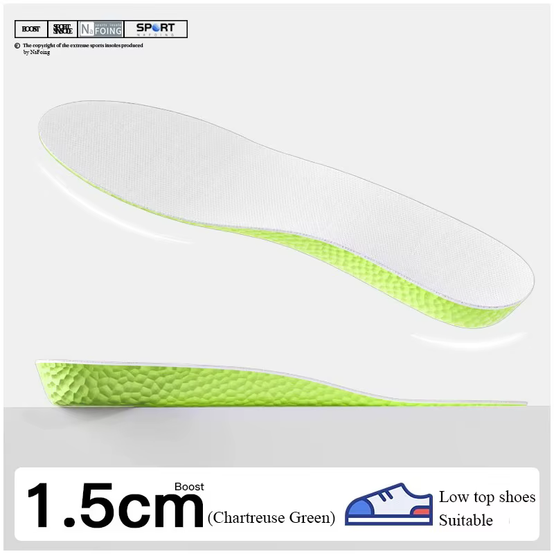Semelles intérieures invisibles pour augmenter la hauteur, chaussures en mousse à mémoire de forme v