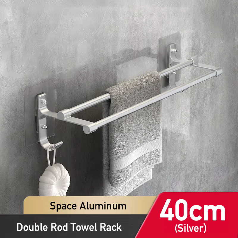 Porte-serviettes mural pour salle de bain, support mural sans perceuse, barre à serviettes 40/50cm, 