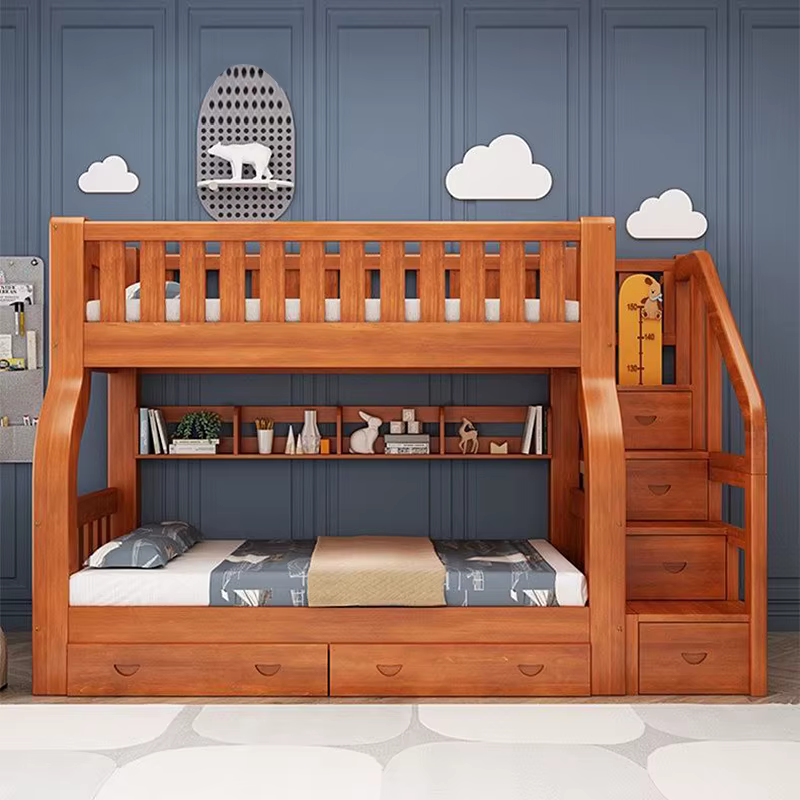 Cadre en bois massif lit double pour enfants King Size meubles de chambre modernes lit superposé pou