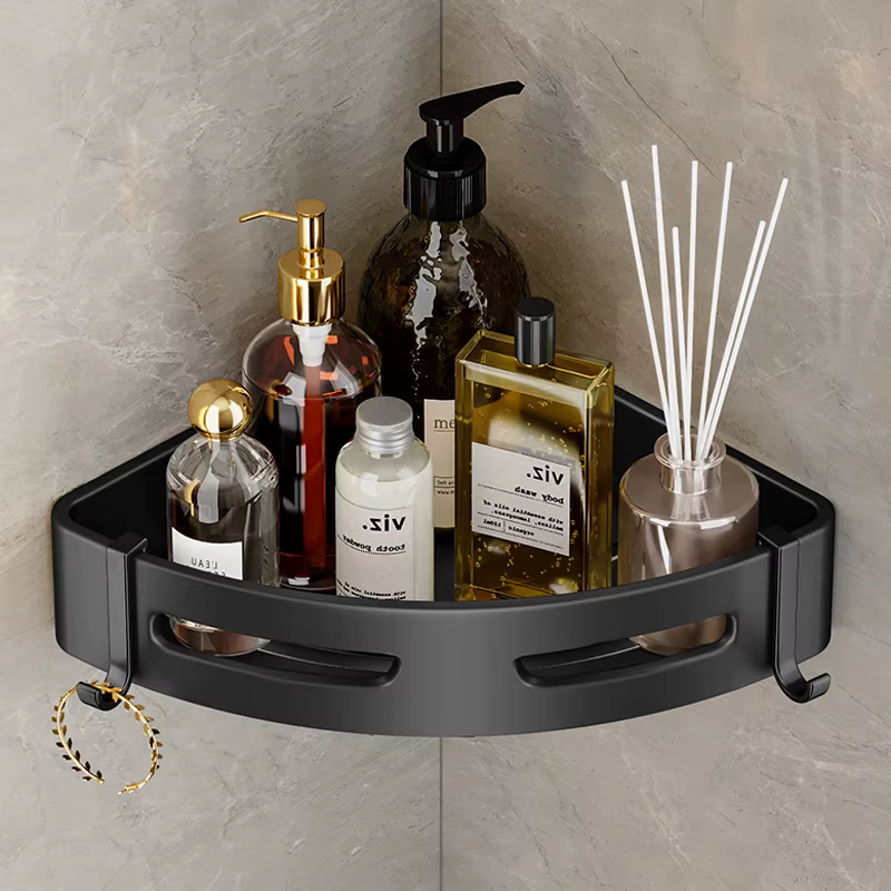 Étagère de salle de bain, espace d'angle, panier triangulaire en aluminium, salle de douche, support