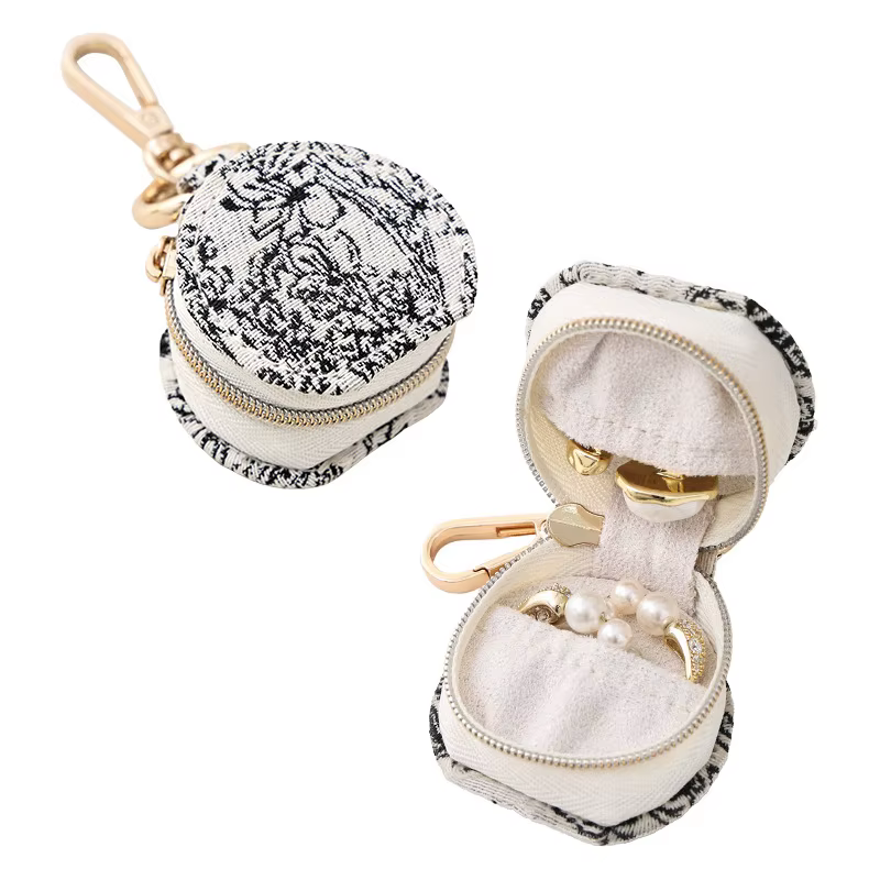 Boîte à bijoux ronde Portable, rangement de bijoux de voyage, organisateur d'accessoires pour adoles