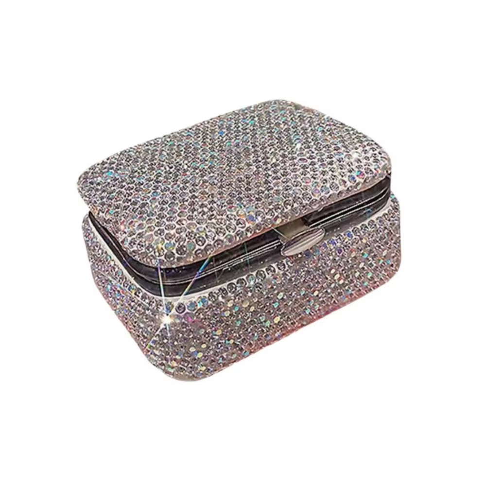 Mini boîte à bijoux scintillante avec miroir, mallette de rangement de colliers de luxe créative, bo