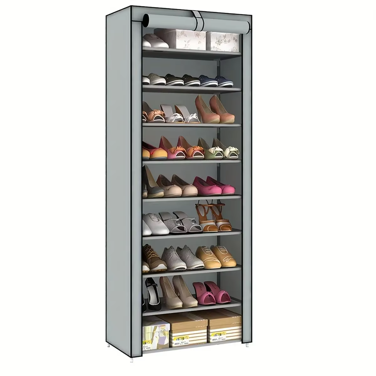 Meuble à Chaussures T1 en Métal, Gain de Place, Meuble d'Entrée, de Salon, Étagère à Chaussures, Org