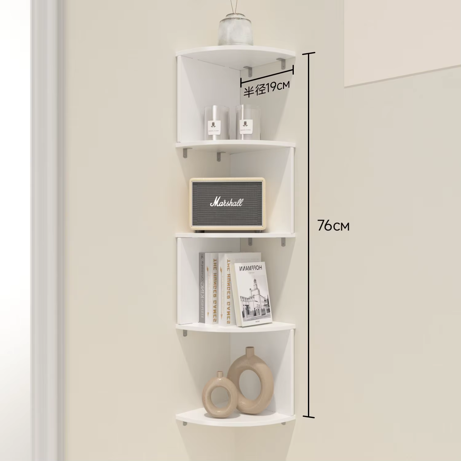 Étagère d'angle murale anti-humidité sans perçage pour chambre, bibliothèque d'angle murale, étagère