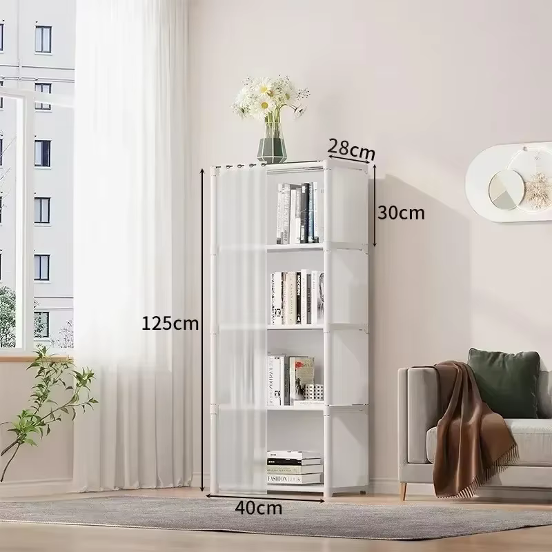 Armoire de rangement multi-niveaux 5/6, anti-poussière, multifonctionnelle avec rideaux, organisateu
