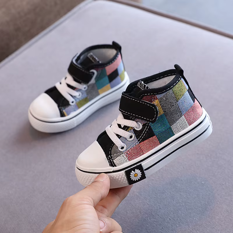 Enfants toile chaussures pour garçons filles mode enfants espadrilles décontractées respirant à carr