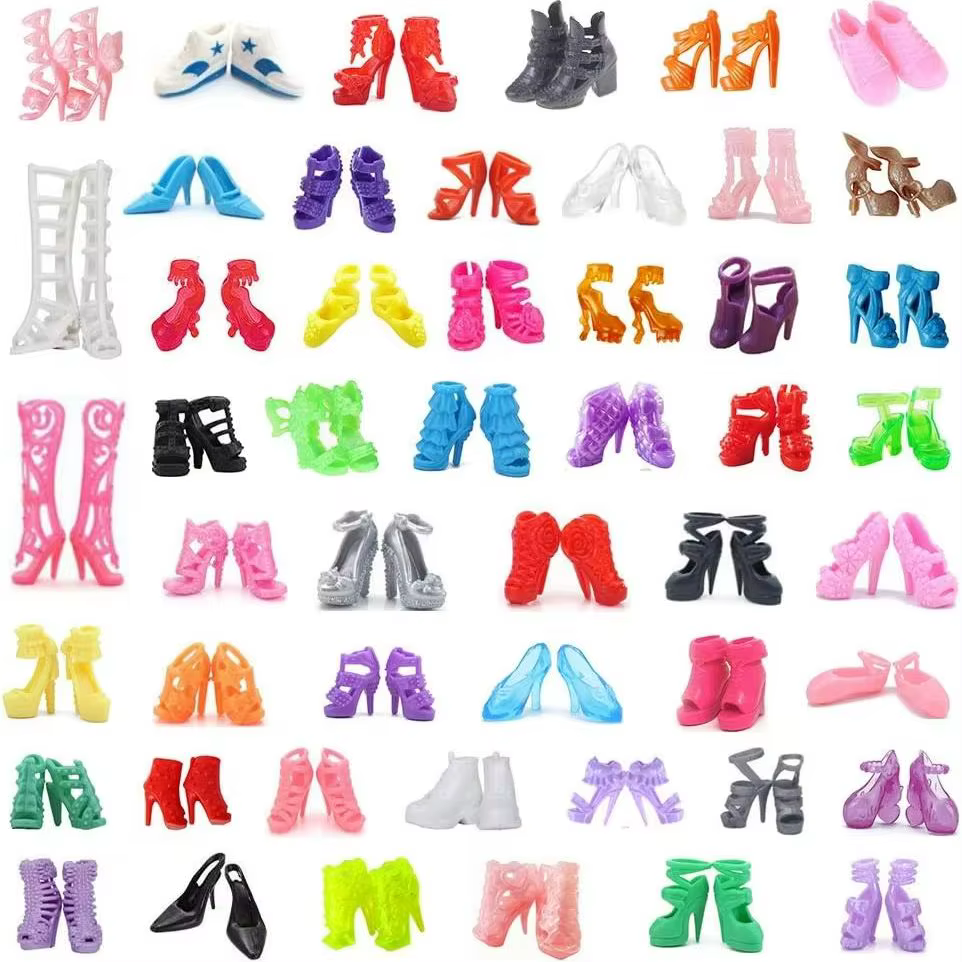 50 paires de chaussures de remplacement pour poupées, couleurs assorties, chaussures plates, chaussu