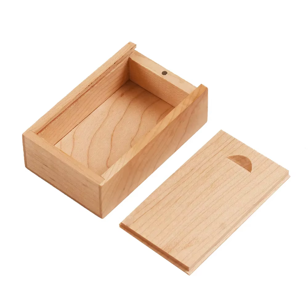 Boîte en bois avec gravure Laser gratuite, 1 pièce, boîte de rangement supérieure coulissante pour c