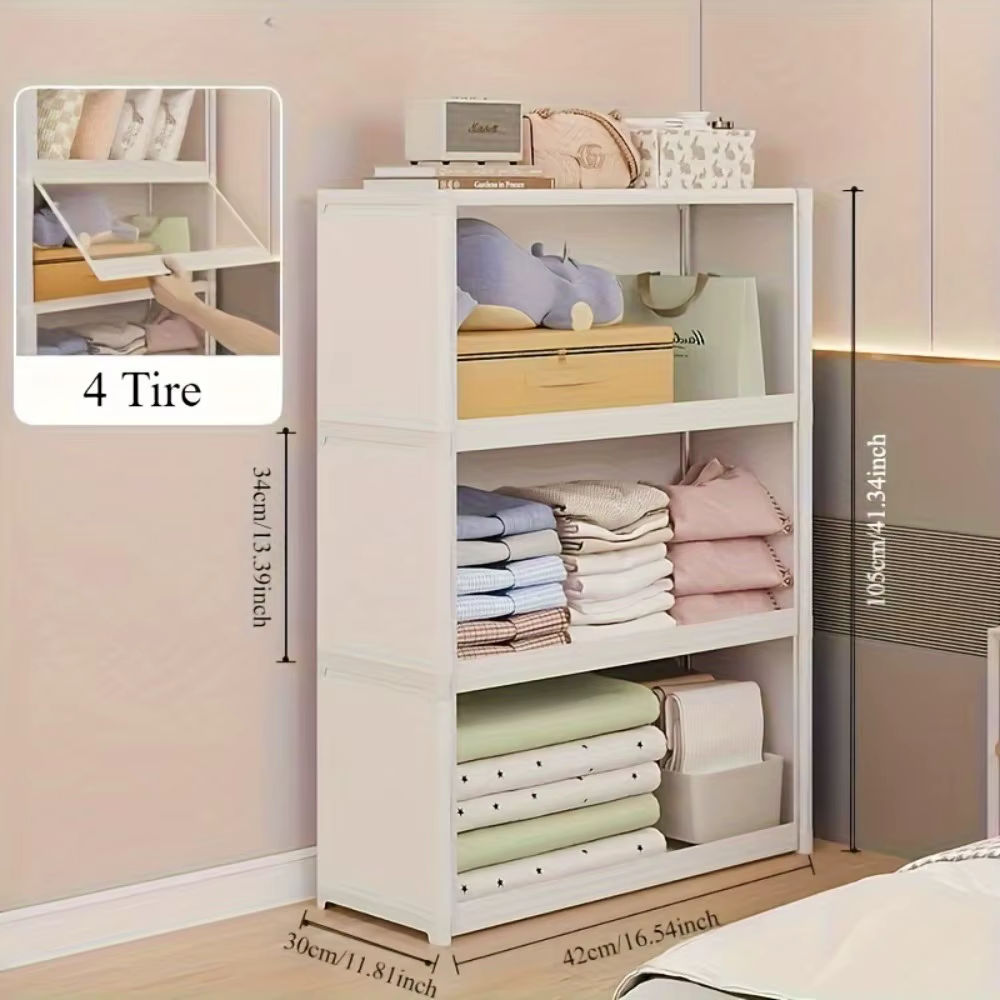 Grande armoire de rangement en plastique transparent à 5 niveaux – Organisateur anti-poussière avec 