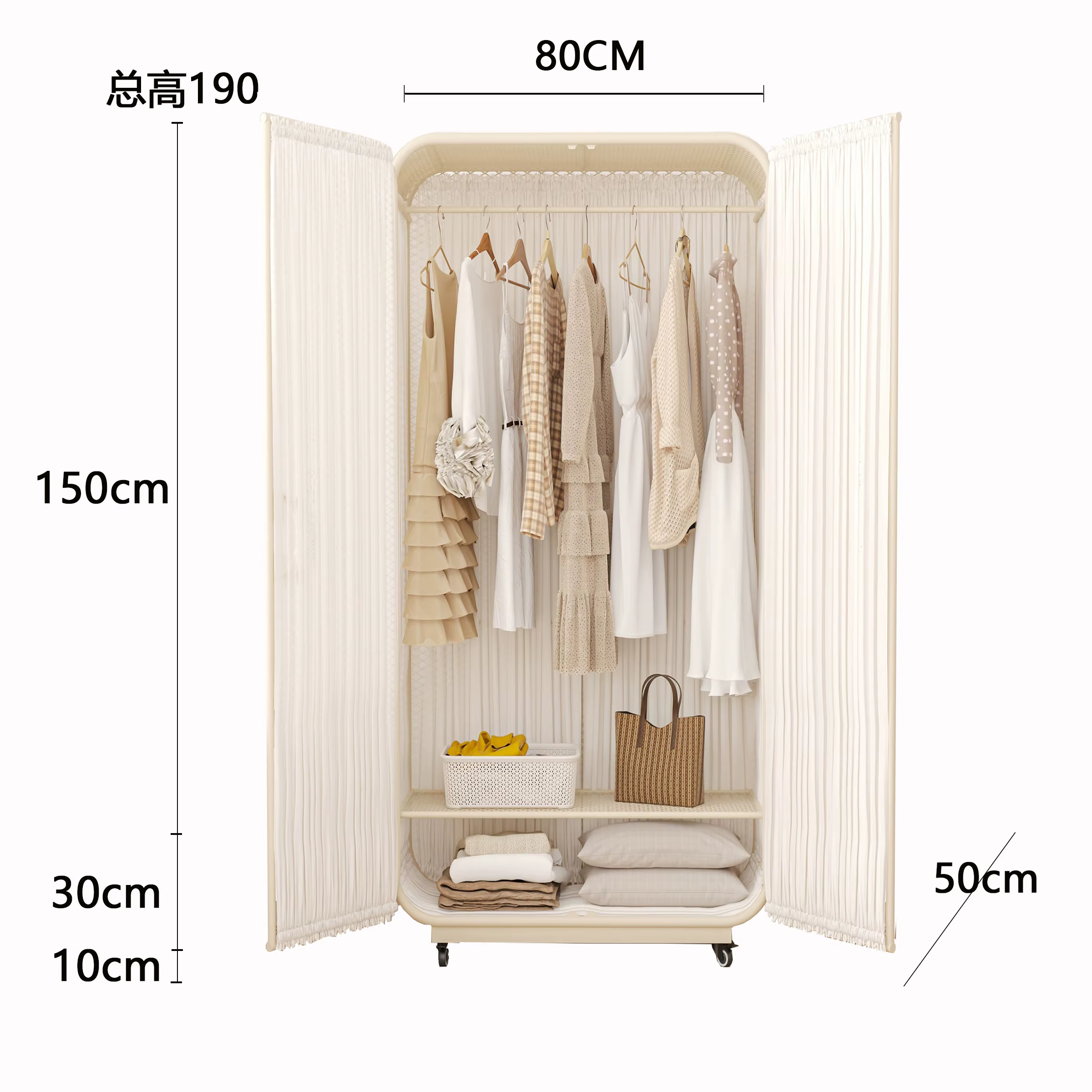 Organisateur De rangement De garde-robe De chambre d'enfant, armoire De vêtements blanche, gain De p