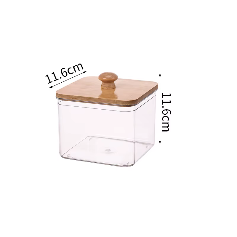 Boîte de rangement de poudre à lessive avec couvercle en bambou, porte-coton-tige pour l'organisatio