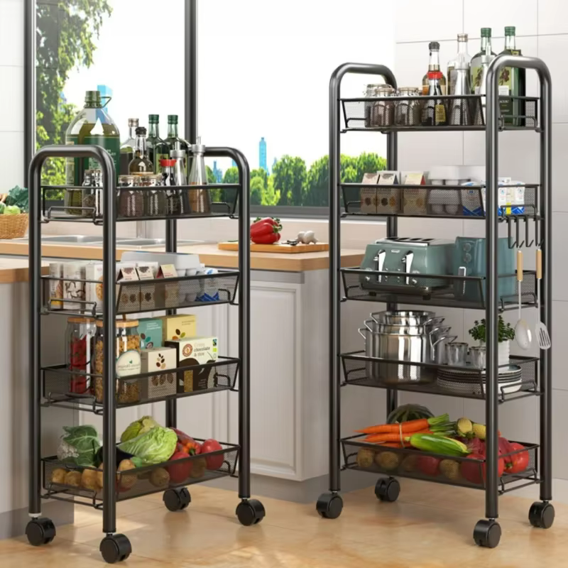 Étagère de rangement multicouche pour la cuisine, chariot de collecte d'invitation, stockage domesti