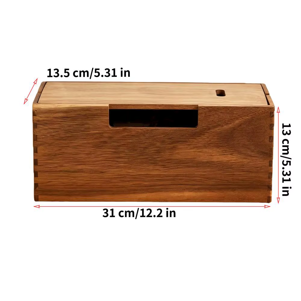 Boîte de rangement pour câbles, organiseur de gestion des fils en bois, anti-poussière, pour multipr